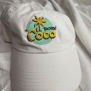 Bacardi El Coco Palm Tree White Hat Cap Adult Adjustable